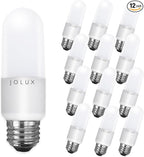 Jolux LED Stick Light Bulbs 60W Equivalent,Enclosed Fixture Rated, 800 Lumen 2700K Soft White,Medium Screw Base E26 led Bulbs,Non-Dimmable,12 Count (Pack of 1)…
