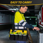 Tool Bag, Portable Tool Box Organizer Adjustable Shoulder Strap, Carry Tool Tote Heavy Duty Tool Storage Bag With Wide Mouth,Tool Bags for Men Mechanic EngineerGift - L, Yellow & Black