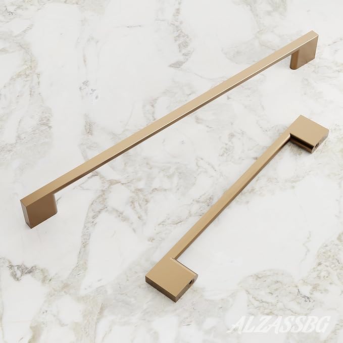 Alzassbg 5 Pack Champagne Bronze Cabinet Pulls, 7-1/2 Inch(192mm) Hole Centers Rectangle Cabinet Handles Kitchen Pulls for Drawers and Cabinets AL3051TGP