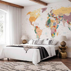 artgeist Wall Mural World Map 173x124 in - Peel and Stick Self-Adhesive Wallpaper Removable Large Sticker Foil Wall Decor Print Picture Image Design Map of The World k-B-0001-a-b