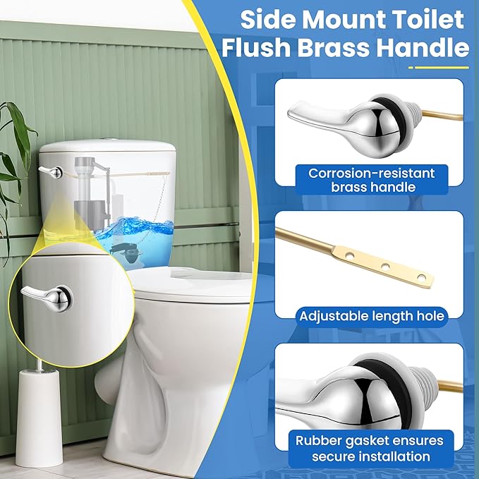 Saillong Universal Toilet Flusher Replacement Kit, Fill Valve, 2-Inch Flapper, Side Mount Handle Lever, Water-Saving, Adjustable Toilet Repair Kit Inside Tank, Easy to Install(2 Set,Dark Grey, Black)