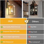 PARTPHONER Dusk to Dawn Outdoor Light Fixtures, 2-Pack Sensor Porch Lights, Waterproof Exterior Wall Sconce Lighting Lamp, Waterproof Wall Lantern for House, Doorway, Garage (Gold)