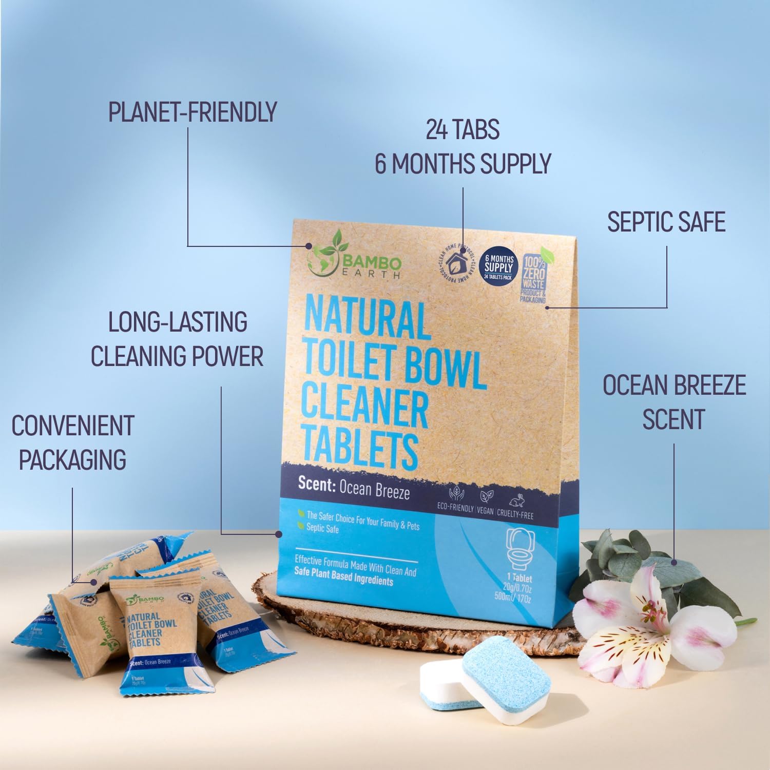 Natural Toilet Bowl Cleaning Tablets - Eco Friendly Products & Cleaning Supplies Bathroom Cleaner Refill Tablet Pack Of 12/24/48 Tabs (24)