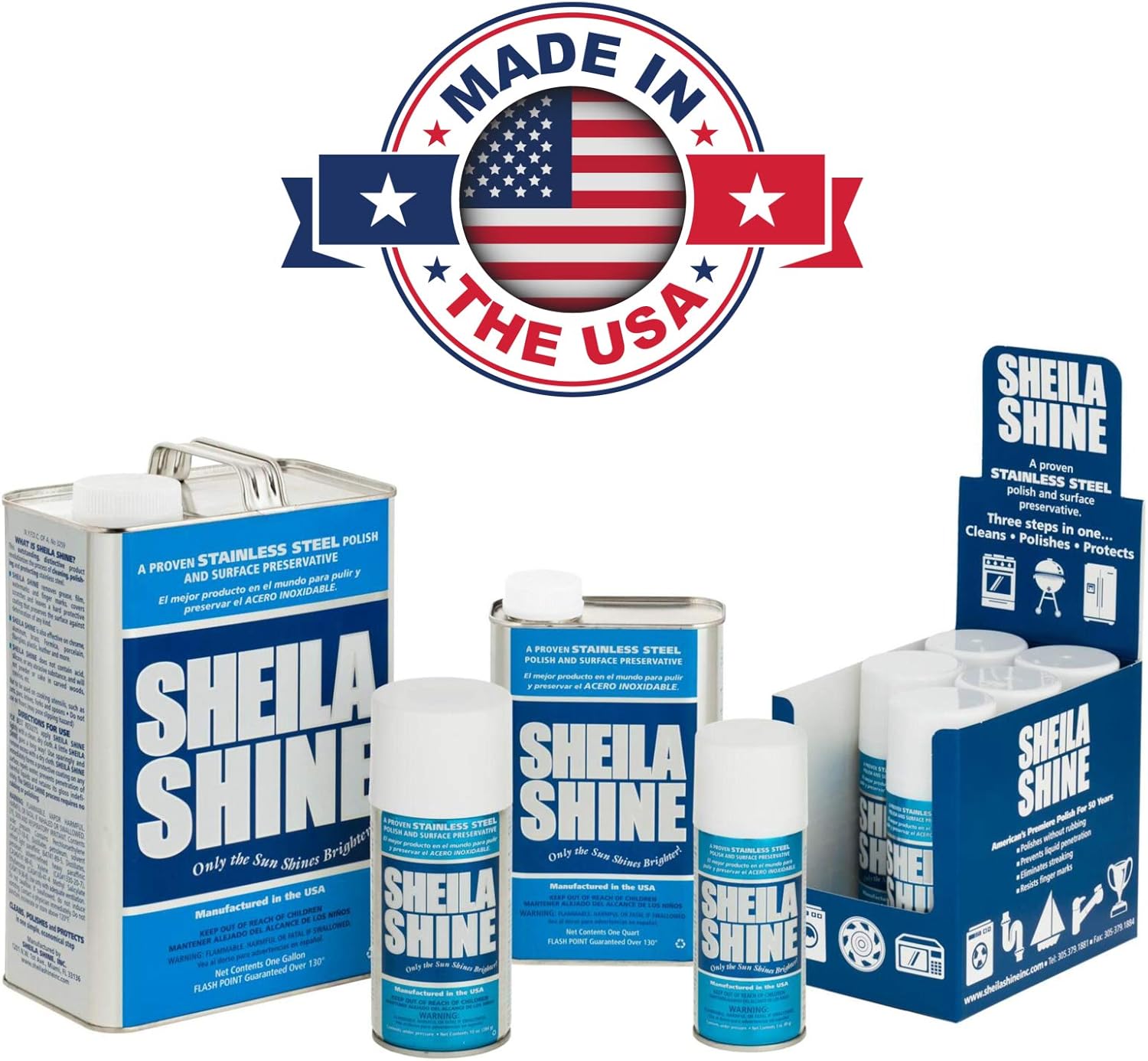Sheila Shine 4 Gal Stainless Steel Cleaner & Polish | 4 x 1 Gal Cans per Carton | Residue & Streak Free | Made in USA