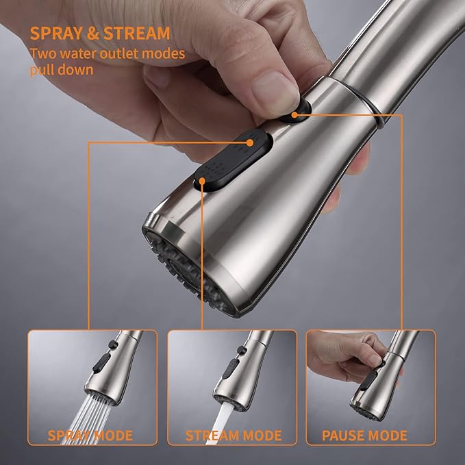 Touch Kitchen Faucet,KEER Smart Kitchen Sink Faucet with Pull Down Sprayer, Touch on Activated Kitchen Bar Sink Faucet Brushed Nickel, Stainless Steel (Brushed Nickel)