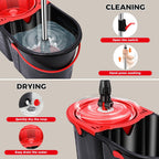 Spin Mop and Bucket with Wringer Set for Home,360° Mop and Bucket with Separate Clean and Dirty Water,Wet Dust Mop for Floor Cleaning with 3 Mop Heads