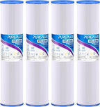 PUREPLUS 20" x 4.5" Whole House Pleated Sediment Filter for Well Water, Replacement Cartridge for ECP20-20BB, AP810-2, SPC-45-2020, R30-20BB, HDC3001, ECP5-20BB, 4Pack