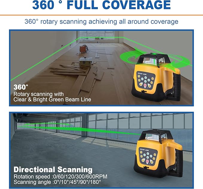 Iglobalbuy Automatic Self Leveling Green Rotary Laser Level 500m Range Kit with Surveying Tripod and Aluminum Grade Rod 16.4 Feet, Leveling Rotating Transit Laser Level Green Beam for Construction