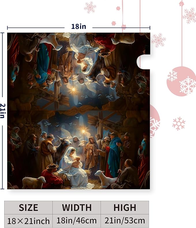 Christmas Nativity Holy Night Mailbox Covers Magnetic 21 X 18 Inch Standard Size Vintage Winter Xmas Nativity Mailbox Wraps Post Letter Box Cover for Outside Garden Yard Decor