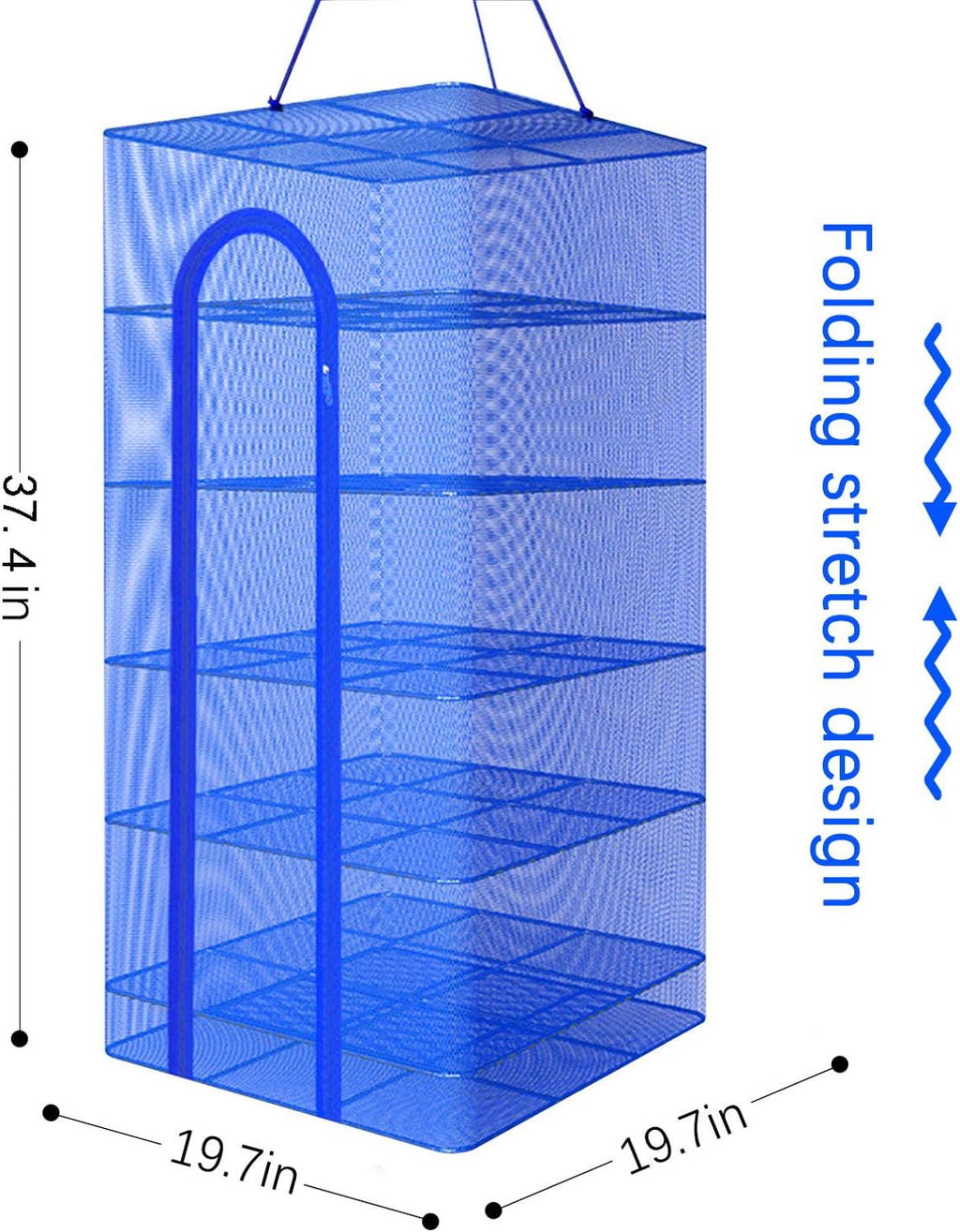 Hwayslon Hanging Drying Net Foldable Drying Rack Net Dryer 19.7"x19.7"x37.4" 6 Layer Folding Fish Mesh Collapsible Dry Net with Zippers for Fish Vegetables Drying Seeds Fruit Herb