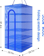 Hwayslon Hanging Drying Net Foldable Drying Rack Net Dryer 19.7"x19.7"x37.4" 6 Layer Folding Fish Mesh Collapsible Dry Net with Zippers for Fish Vegetables Drying Seeds Fruit Herb