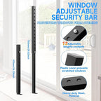 Adjustable Window Security Bars, Window Bars Security Inside Vertical, Window Bar Lock Prevent Burglary, Window Safety Bars for Children, Window Stick Extends from 16.3-29.3 In(Black -1 pcs)