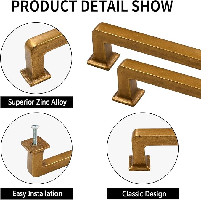 6 Pack 12.6"(320mm) Vintage Antique Brass Cabinet Pulls Kitchen Cabinet Handles Drawer Pulls Cupboard Hardware for Cabinets CK0078