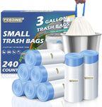 240 Count 3 Gallon Trash Bags Drawstring - 12 Liter Small Garbage Bags for Bathroom, 0.96 Mil Strong White Unscented Plastic Wastebasket Bin Liners for Toilet Office and Bedroom