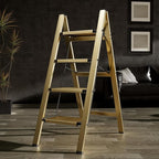 HillhutApex 4 Step Stool, Aluminum Foldable Step Ladder, Lightweight Stable Stool with Wide Non-Slip Pedals, 330lbs Bearing Capacity Ladder for Office,Home,Kitchen - Gold