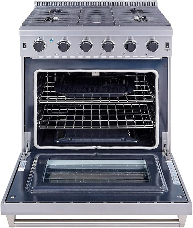 THOR Kitchen Freestanding Professional 30-Inch Gas Range in Stainless Steel - Model LRG3001ULP + LP Conversion Kit