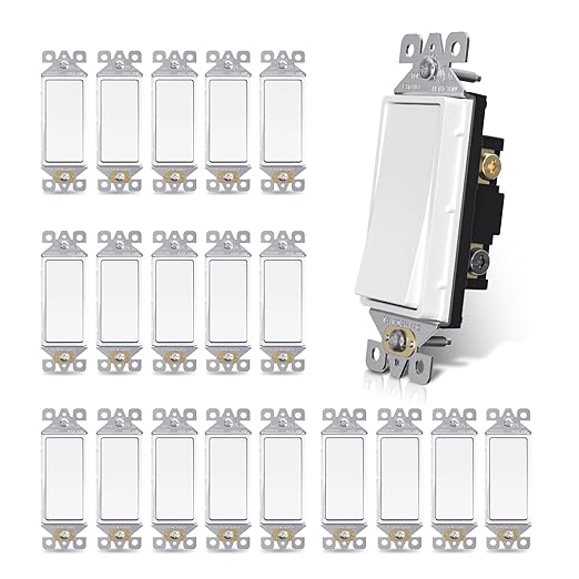 Aida 3 Way Decorative Light Switch, 15Amp 120/277 Volt Paddle Rocker, Self-Grounding, Residential and Commercial Grade, UL Listed (20 Pack, Matte White)