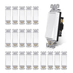 Aida 3 Way Decorative Light Switch, 15Amp 120/277 Volt Paddle Rocker, Self-Grounding, Residential and Commercial Grade, UL Listed (20 Pack, Matte White)