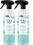 Therapy Bathroom Cleaner Spray 24 fl oz. (2-Pack) - Daily Shower Cleaner for Soap Scum, Hard Water Stains – Non-Toxic, Bleach-Free, Foaming Formula for Grout, Tile, Tubs, Glass and Bathroom