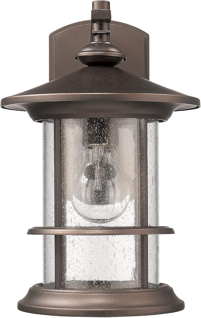 MICSIU Oil Rubbed Bronze Outdoor Light Sconces Wall Mount, Clear Seedy Glass Large Exterior Porch Wall Lantern, 12.5" Outside Lights for House, Front Porch, Patio, Backyard