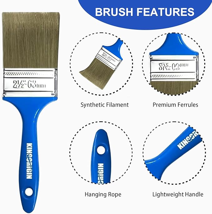 King Origin Versatile Paint Brush Set, 30 Pack, 5 Sizes Paint Brushes (0.5" 1" 1.5" 2" 2.5"), Small Paint Brushes for Walls, Furniture, Crafts - Detailed Painting & Larger Surface Coverage