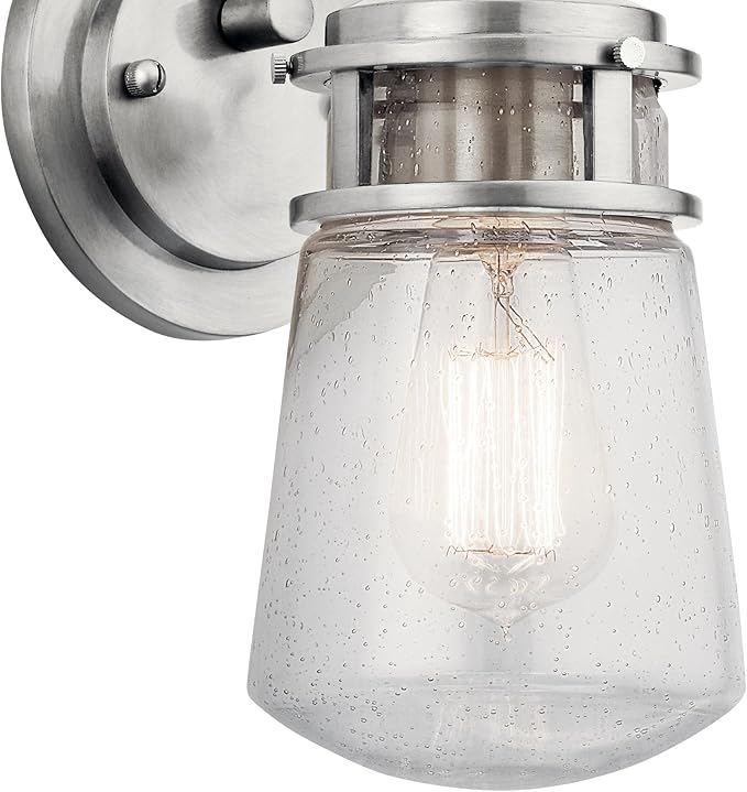 Kichler Lyndon 11.25" 1 Light Wall Light with Clear Seeded Glass Brushed Aluminum