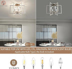 Brushed Nickel Ceiling Light, 20 Inch Chandelier for Dining Room Geometric Metal Modern Chandelier Light Fixture for Kitchen Island Living Room Entryway, 6-Light