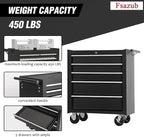 5 Drawers Metal Rolling Tool Chest on Wheels, Lock Tool Box Tool Organizer Cart, Multifunctional Drawers Rolling Tool Trolley Storage Cabinet for Garage,Warehouse,Workshop,Repair Shop(BLACK)