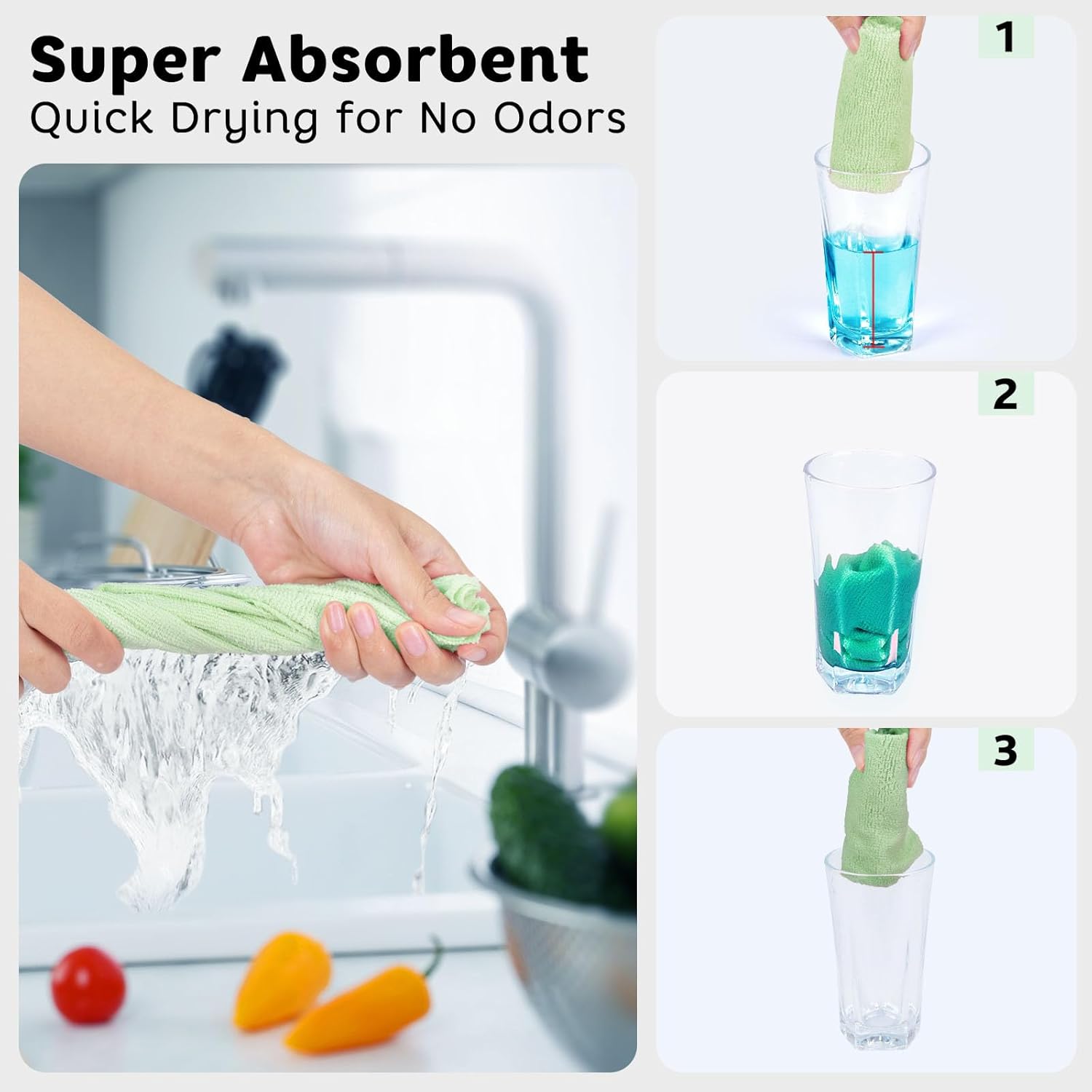 Matthew Microfiber Cleaning Cloth Roll 72Pack (12" x 12") Reusable Paper Towels&Washable Tear Away Towels,Ultra Water Absorbent Lint&Streak Free Cleaning Rags for Glass,Dishwash,Bathroom,Cars-Green