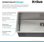 Kraus KHU111-25 Standart PRO 16 Gauge Undermount Single Bowl Stainless Steel Kitchen Sink, 25 Inch
