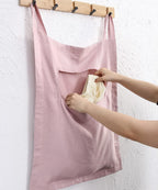 Amazhiyu 100% Linen Door Hanging Laundry Hamper Bag, 19x27 Inches Pink
