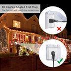 KUNCAN Outdoor 3-Outlet Power Splitter, 90-Degree Flat Plug 1 to 3 Way Outlet Adapter 1.5FT SJTW 16AWG 3-Prong Power Cord Extension Strip with Outlet Cover for Holiday Decoration String Light(1-Pack)