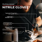 Black Nitrile Gloves Disposable Latex Free & Powder Free, 4 Mil Rubber Glove, Cleaning, Cooking, Mechanic(XS-XXL)
