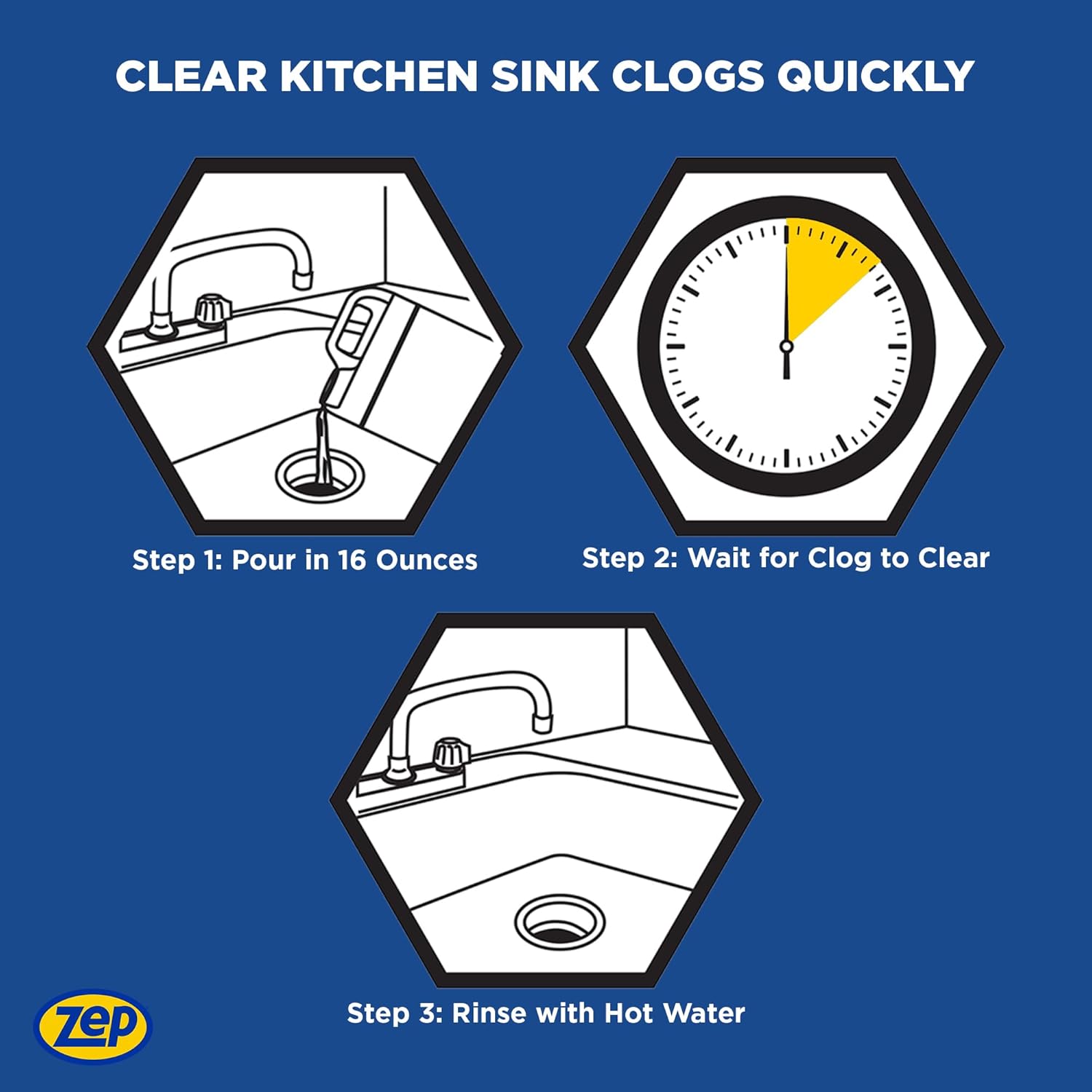 Zep Advanced Kitchen Drain Opener 32 oz (Case of 12) U49710 - Formulated for Grease, Food, and Oil-Safe for Garbage Disposal