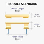 10 Pack 4 Inch Length|3 Inch(76mm) Hole Center Brushed Gold Kitchen Cabinet Handles, Cabinet Pulls Kitchen Cabinet Hardware, Cupboard Pulls, Drawer Handles