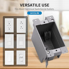 50 PK Old Work Electrical Outlet Box 1 Gang, 14 Cubic Inch Plastic Remodel Drywall Junction Boxes, ETL Listed to UL514C and UL263, Fire Rated for Two Hours