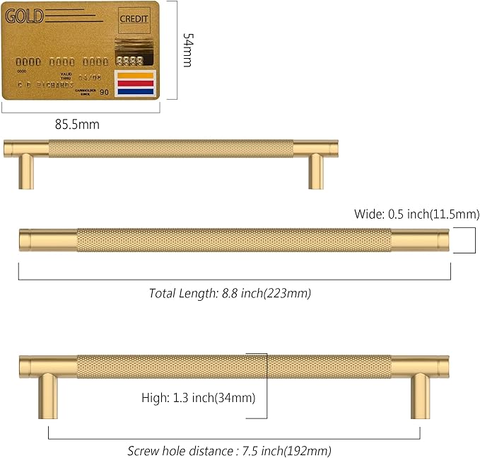 Amerdeco 10 Pack Champagne Bronze Cabinet Pulls 7.5 Inch(192mm) Hole Center Drawer Pulls Cabinet Hardware Kitchen Cabinet Handles for Bathroom ZH0031
