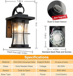 Dusk to Dawn Outdoor Wall Lantern Exterior Light Fixtures Wall Mount Porch Light with Photocell Sensor Waterproof Outside Wall Lights for House, Patio, Garage, Black with Seeded Glass