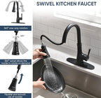 WEWE Vintage Kitchen Faucet with Pull Down Sprayer, Stainless Steel 1 or 3 Hole High Arc Single Handle Antique Sink Faucet for Classic Modern Ktichen, Matte Black