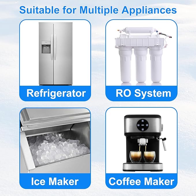 HAOCHEN Inline Water Filter for Ice Maker and Refrigerator,Include 1/4" Water Line and Push to Connect Fittings,Ideal for Ice Maker, Refrigerator, RO(Reverse Osmosis) System