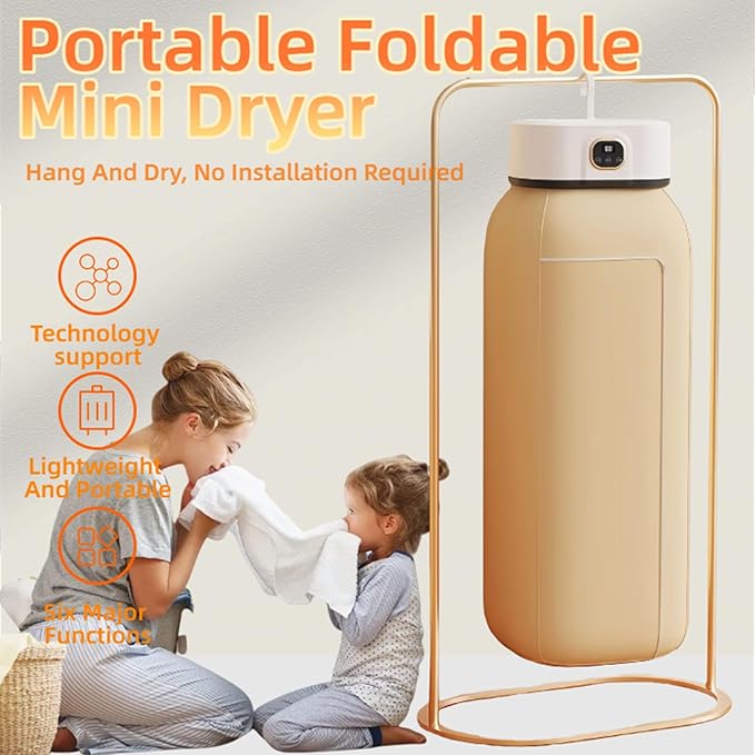 Portable Foldable Mini Dryer for Clothes, Small & Compact Clothes Dryer, Hanging Laundry Dryers with Adjustable Timer, for Apartment, Rv, Travel