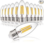 ALAMPEVER E26 LED Bulb 60 Watt, B11 Chandelier Light Bulbs, 2700K Soft White Candelabra LED Bulbs, 12 Pack Candle Light Bulbs