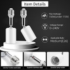 Ceramic E26 Light Bulb Socket Extender - 5.5inch Long - 90 Degree Angle Adjustable- 150W Max and Fire-Resistant - Light Extension for Medium Bulb Socket (2)