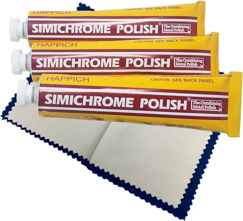 Rosenthal Collection – Simichrome Metal Polish Cream Compound - Chrome & Aluminum Polish for Jewelry & More – 3 Tubes + Polishing Cloth
