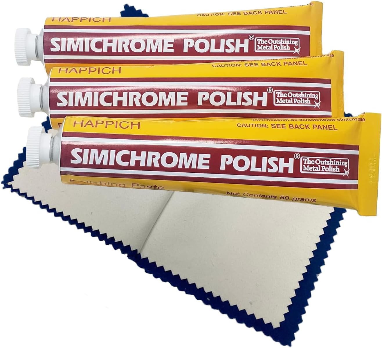 Rosenthal Collection – Simichrome Metal Polish Cream Compound - Chrome & Aluminum Polish for Jewelry & More – 3 Tubes + Polishing Cloth