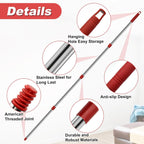 4 Section Spin Mop Replacement Handle for O Cedar Mop Handle for Ocedar Spin Mop Handles to Floor Clean Adjustable 30" to 58" Length Mop Stick Pole Handle, American Screw Joint (Mop Head Not Included)