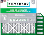 Filterbuy 10x10x2 Air Filter MERV 8 (MPR 700) Dust Defense Replacement (6-Pack), Electrostatic Pleated HVAC AC Furnace Filters, Made in USA (Actual Size: 9.50 x 9.50 x 1.75)