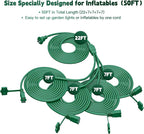 50Ft 4 Outlets Green Outdoor Extension Cords for Halloween Christmas Inflatables Blow Ups Yard Waterproof Outside with Multiple Outlets Extension Cord Power Splitter for Christmas Lights Decorations
