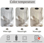 Flashing God H138 Modern Chandelier 6-Rings Large Chandelier for High Ceiling Led Dimmable Ring Pendant Lighting Black Contemporary Chandeliers for Villa Foyer Entrance Living Room