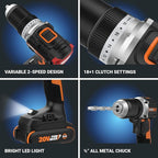 Worx Nitro 20V Cordless 1/2" Drill Driver With Brushless Motor - Compact & Lightweight Set Only 6" and 3 lbs. - Power Share Compatible WX130L - Batteries & Charger Included